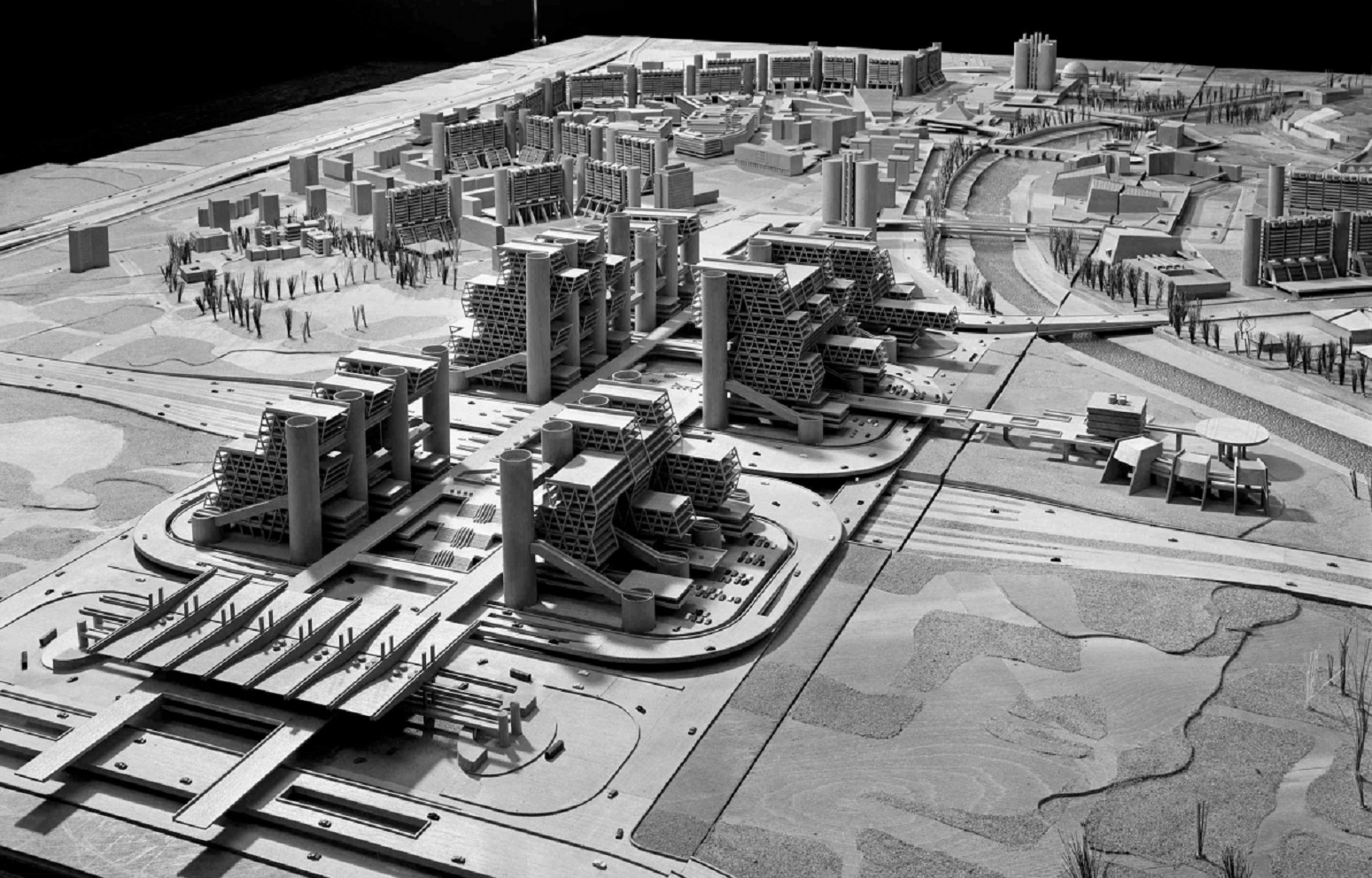 Model view of Kenzo Tange's master plan for central Skopje.